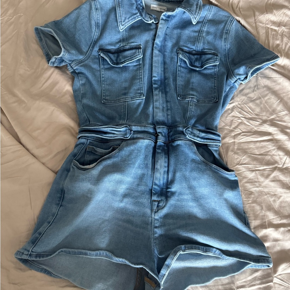 Good American Blue Denim Romper - Picture 2 of 12